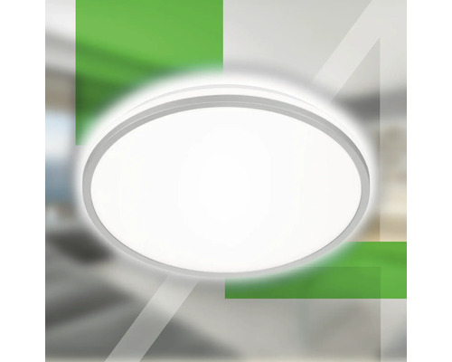 Plafonnier LED 8,5W 1800 lm 4000 K hxØ 6x33 cm Pulap chrome mat/blanc Backlight