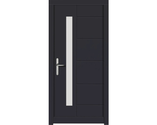 Haustür DW02 Kiefer RAL 7016 anthrazitgrau 1000x2100 mm DIN Links (nach innen öffnend) Moderne Haustür mit Glaseinsatz und Edelstahlgriff