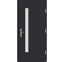 Porte d''entrée moderne avec insert en verre et poignée en acier inoxydable