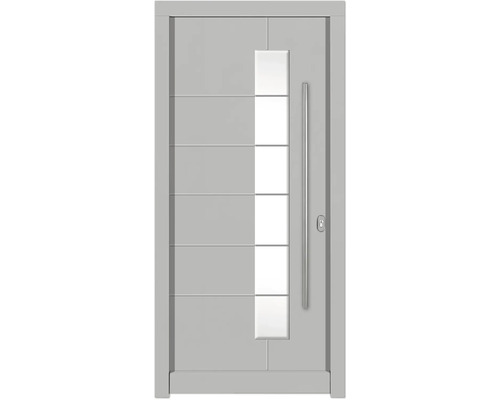 Haustür DW02a Kiefer RAL 9016 verkehrsweiß 1100x2100 mm DIN Rechts (nach innen öffnend) Moderne Haustür mit Glaselement und Griff