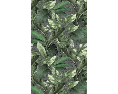Fototapete Vlies 34195 Loft Superior Floral grau 3-tlg. 270 x 159 cm Tapete mit tropischen Blättern und Backsteinmuster