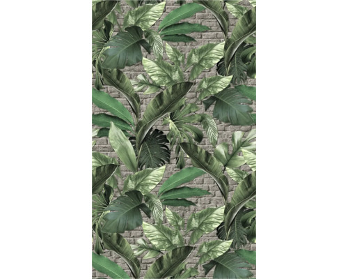 Fototapete Vlies 34196 Loft Superior Floral greige 3-tlg. 270 x 159 cm Tapete mit tropischen Blättern vor Ziegelmauer