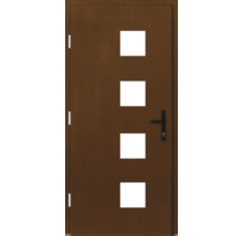 Porte d''entrée avec quatre vitrages carrés et poignée de porte noire