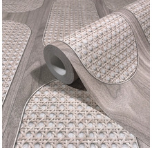 Tapetenrolle mit Rattan- und Holzoptik