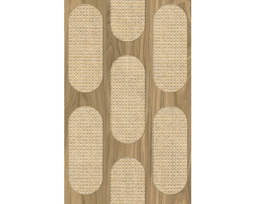 Papier peint intissé 81638 Leyla aspect rotin marron gris Panneau décoratif aspect rotin et bois