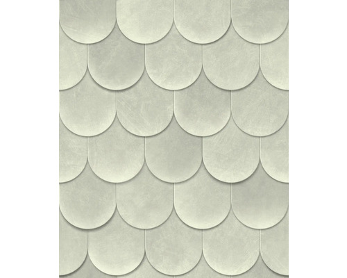 Papier peint intissé 81657 Leyla écailles aspect 3D vert Gros plan de carreaux en écailles de poisson formant un motif répétitif
