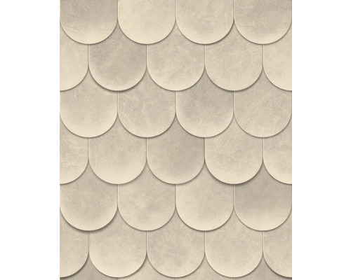 Papier peint intissé 81659 Leyla écailles aspect 3D marron beige Motif de tuiles en forme d''écailles