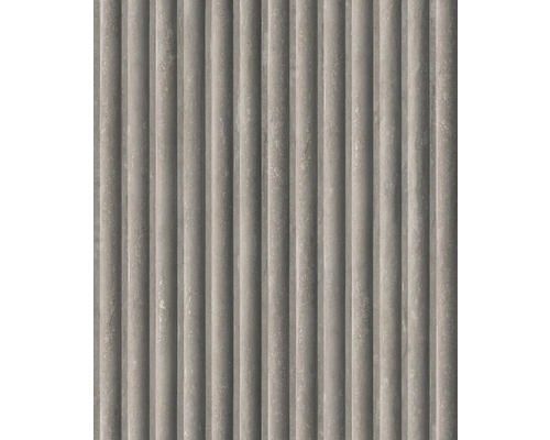 Papier peint intissé 81695 Leyla rayures marron-gris Carreau décoratif avec structure côtelée
