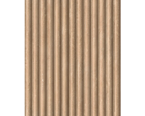 Papier peint intissé 81698 Leyla rayures beige-marron Mur de carreaux avec des nervures verticales