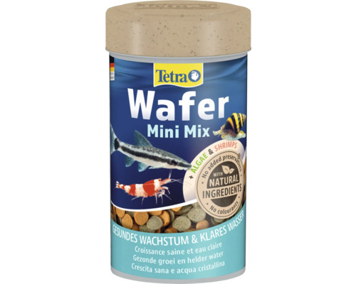 Tetra Nourriture pour poissons Mini Mélange d'algues 100 ml Boîte d''aliments Tetra Wafer Mini Mix pour poissons d''ornement