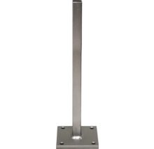 Poteau métallique avec plaque de base carrée et quatre trous de fixation