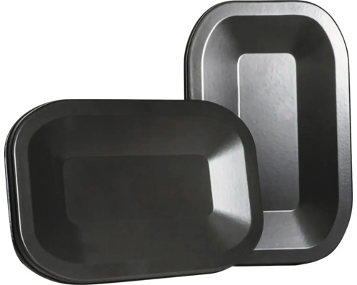 Deux bacs à plantes rectangulaires noirs en plastique