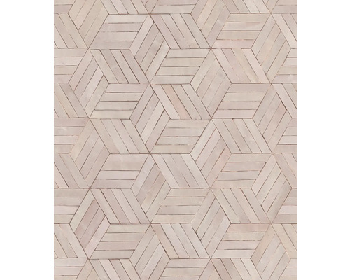 Papier peint intissé 89002 Leyla géométrique aspect pierre rose Motif de carreaux avec des formes géométriques pour mur et sol