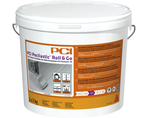 Eimer PCI Pecilastic Roll and Go zum sicheren Verkleben der Abdichtungsbahn
