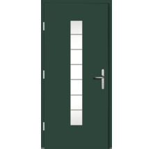 Porte d''entrée verte avec insert en verre et poignée