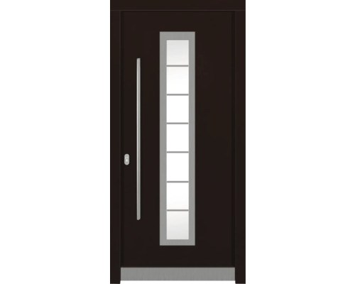 Haustür DW12 Kiefer/Eiche S80-Lapacho 1000x2100 mm DIN Links (nach innen öffnend) Haustür mit Glaseinsatz und Griffstange