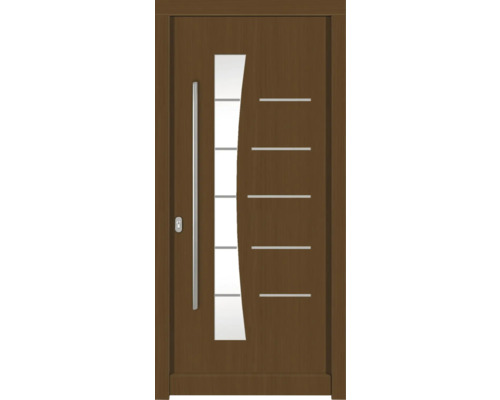 Haustür DW13 Kiefer/Eiche S52-Zeder 1000x2100 mm DIN Links (nach innen öffnend) Haustür mit Glaseinsatz und Griffstange