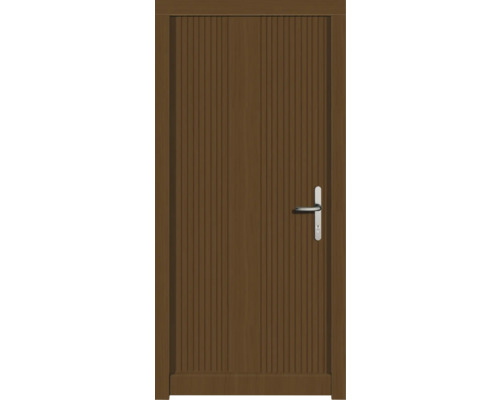 Porte d'entrée DW39 pin/chêne S52-Zeder 1100x2100 mm tirant droit (ouverture vers l'intérieur) Porte en bois marron avec poignée en métal