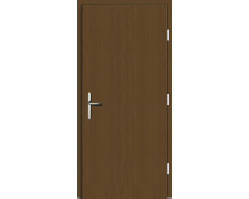 Holztür mit Türgriff und Scharnieren