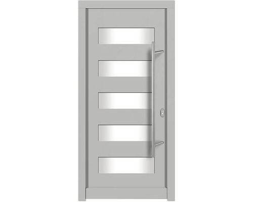 Haustür DW57 Kiefer RAL 9016 verkehrsweiß 1000x2100 mm DIN Rechts (nach innen öffnend) Haustür mit Glaseinsätzen und Griffstange