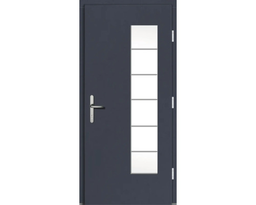 Porte d''entrée avec poignée et partie vitrée à cinq panneaux de verre