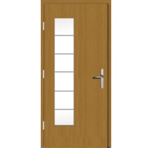 Holztür mit Glaseinsatz und Türgriff