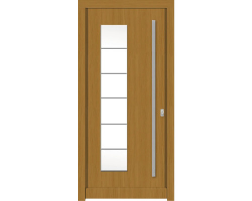 Haustür mit Glaseinsatz und Metallgriff