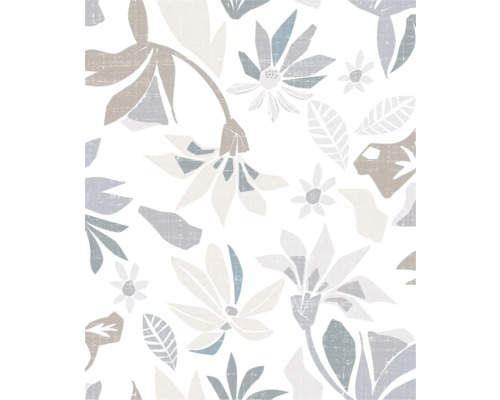 Papier peint intissé 47468 Flora feuilles beige gris Papier à motif floral avec fleurs et feuilles
