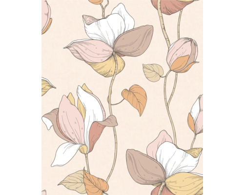 Papier peint intissé 47471 Flora fleurs beige marron Papier peint à motifs floraux avec motif de magnolia
