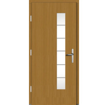 Holztür mit Glaseinsatz und Türgriff
