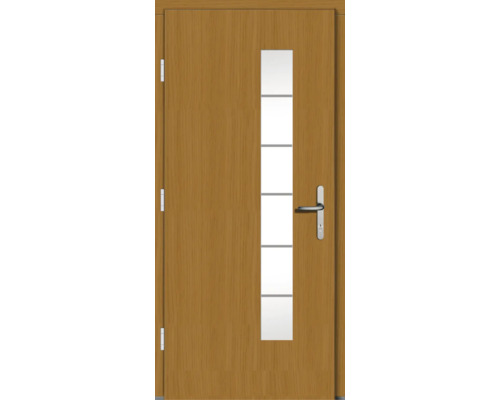 Porte en bois avec insert en verre et poignée de porte