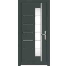 Porte d''entrée avec insert en verre et lignes décoratives horizontales