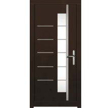 Porte d''entrée avec insert en verre et lignes décoratives horizontales
