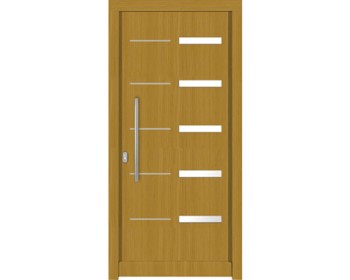 Haustür DW20 Kiefer/Eiche S12-Honig 1000x2100 mm DIN Links (nach innen öffnend) Haustür mit Griff und horizontalen Glaseinsätzen