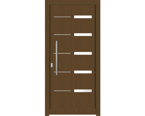 Haustür DW20 Kiefer/Eiche S52-Zeder 1000x2100 mm DIN Links (nach innen öffnend) Holztür mit Griff und horizontalen Dekorelementen