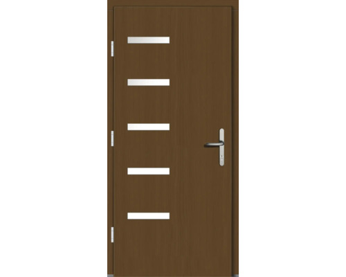 Braune Innentür mit fünf Lichtausschnitten und Türklinke