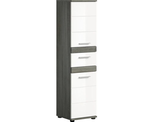 Schmaler Hochschrank mit Schubladen und Holzeffekt