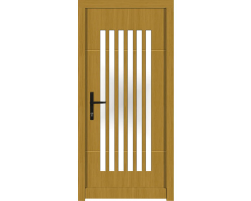 Haustür DW25 Kiefer/Eiche S12-Honig 1000x2100 mm DIN Links (nach innen öffnend) Holztür mit Glaseinsätzen und Griff