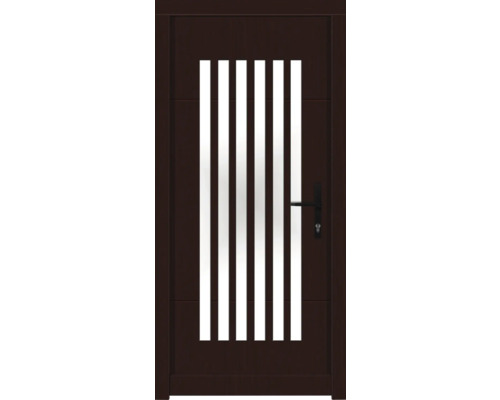 Haustür DW25 Kiefer/Eiche S82-Dunkelmahagoni 1000x2100 mm DIN Rechts (nach innen öffnend) Braune Innentür mit Glaseinsätzen und Griff