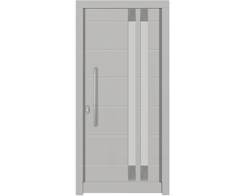 Haustür DW27 Kiefer RAL 9016 verkehrsweiß 1100x2100 mm DIN Links (nach innen öffnend) Haustür mit Griff und Seitenteil