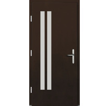 Porte avec deux ouvertures verticales et poignée de porte