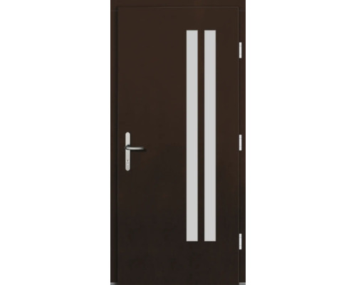 Porte intérieure marron avec deux bandes de verre et poignée de porte