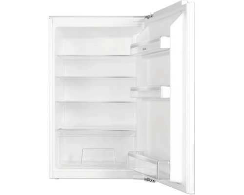 Réfrigérateur ouvert avec étagères et compartiments de porte