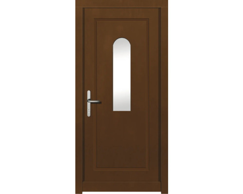 Porte d'entrée DW29 pin/chêne Aformosia 1100x2100 mm tirant gauche (ouverture vers l'intérieur) Porte d''entrée marron avec insert en verre et poignée de porte