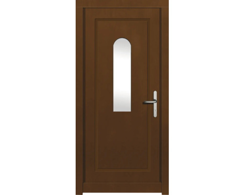 Porte d'entrée DW29 pin/chêne Aformosia 1100x2100 mm tirant droit (ouverture vers l'intérieur) Porte d''entrée marron avec insert en verre et poignée