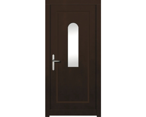 Porte d'entrée DW29 pin/chêne noyer 1000x2100 mm tirant gauche (ouverture vers l'intérieur) Porte d''entrée brune avec insert en verre et poignée de porte