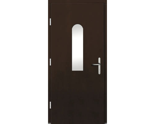 Porte d''entrée avec insert en verre allongé et poignée de porte