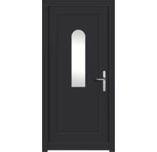 Porte sombre avec fenêtre et poignée de porte