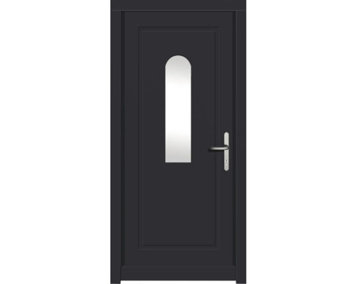 Porte d'entrée DW29 pin RAL 7016 gris anthracite 1000x2100 mm tirant droit (ouverture vers l'intérieur) Porte sombre avec fenêtre et poignée de porte