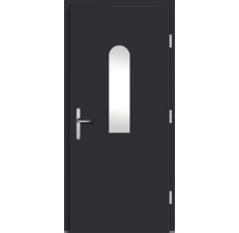 Porte en acier avec insert en verre et poignée